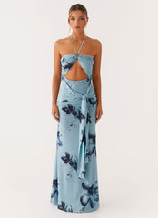 Antonia Maxi Dress - Black Blue Floral