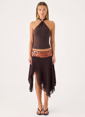 Alphia Beaded Midi Skirt - Chocolate